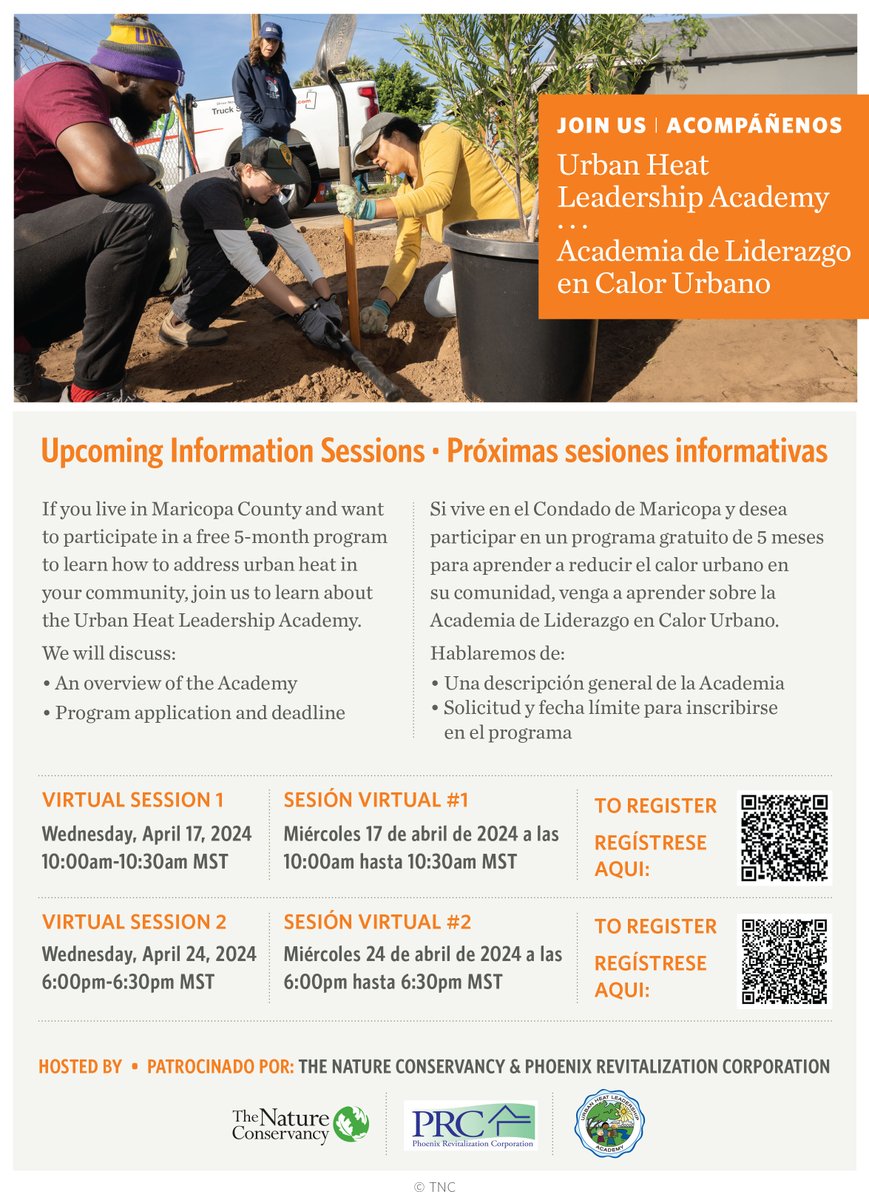 phxrevcorp's tweet photo. JOIN US.
Urban Heat Leadership Academy
Upcoming Information Sessions

If you live in Maricopa County and want to participate in a free 5-month program to learn how to address urban heat in your community, join us to learn about the Urban Heat Leadership Academy.

#uhlaphx https://t.co/DDPkzN9TeO
