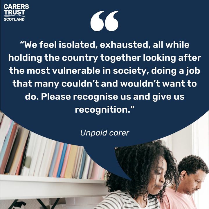 CarersTrustScot's tweet photo. Based on evidence from our 2023 Adult Carer Survey, Carers Trust Scotland is calling for all money to support #UnpaidCarers is ringfenced.

Read our report for findings &amp; recommendations 👉 https://t.co/3vI1WAK4QB https://t.co/Jj15TUhaLD