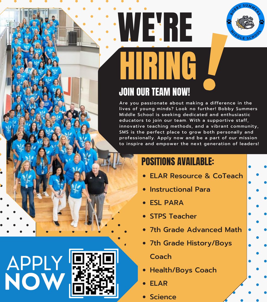 We're seeking dedicated & enthusiastic educators to join our team! Apply now & be a part of our mission to inspire and empower the next generation of leaders! #SummersStrong

rcisd.org/page/employmen…