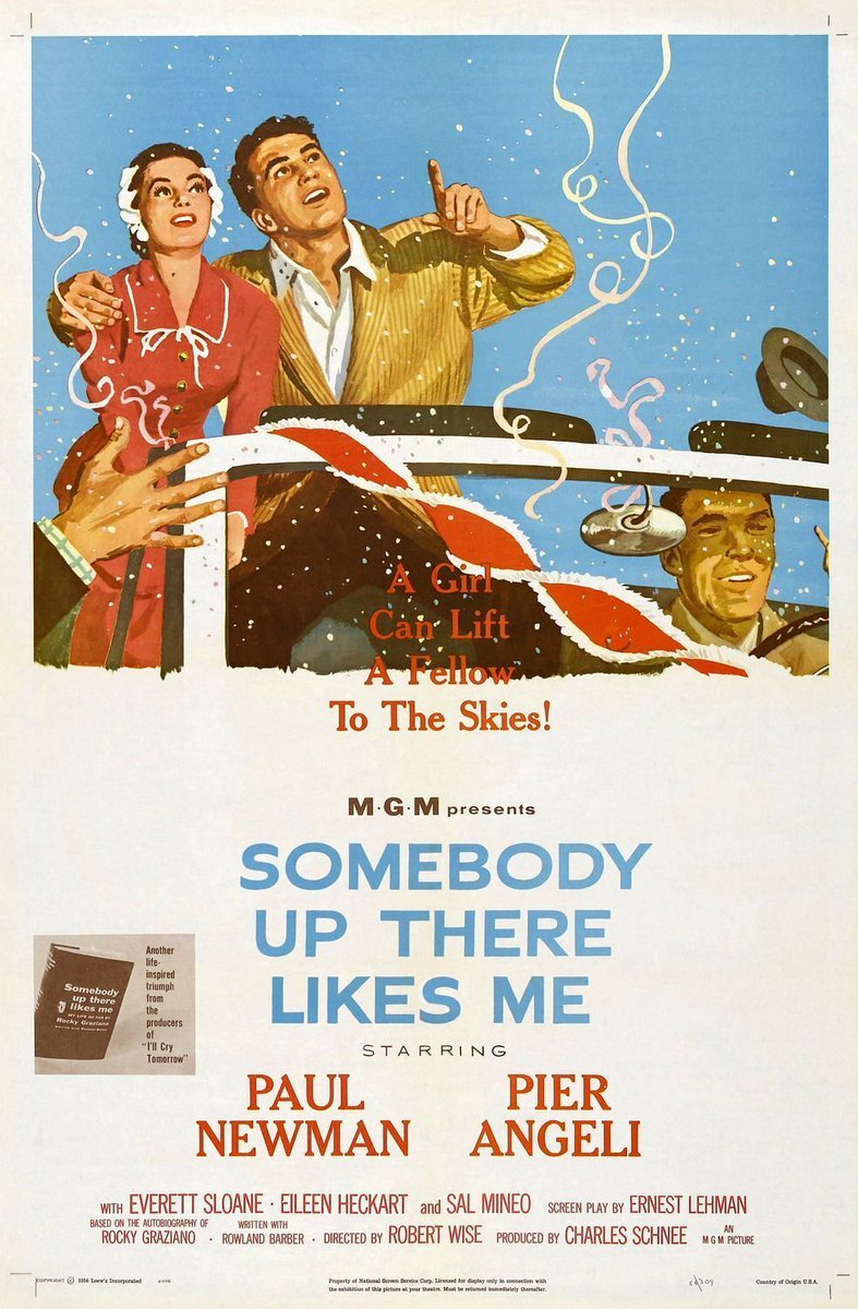 SOMEBODY UP THERE LIKES ME (1956) Paul Newman, Pier Angeli, Everett Sloane. Dir: Robert Wise 2:45p ET (11:45a PT) The true story of boxer Rocky Graziano, from his troubled youth to his rise in the boxing world. 1h 53m | Drama