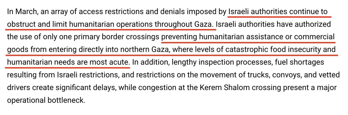 Israel: 'We're not blocking aid!' Reality: deliberate, systematic obstruction of aid un.org/unispal/docume…