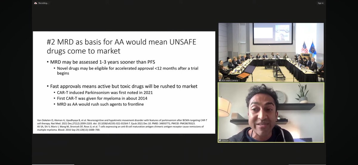 @VPrasadMDMPH @US_FDA #ODAC meeting explains why acceptance of MRD in MM trials would be a poor idea for accelerated approvals