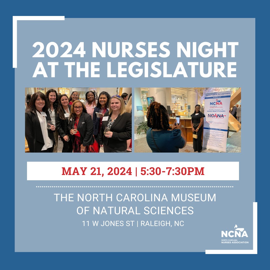 Nurses Night at the Legislature will be here in a little over a month! We hope you plan to join us! Reserve your spot today: ncnurses.org/events/calenda… #NCGA #NursingForward®