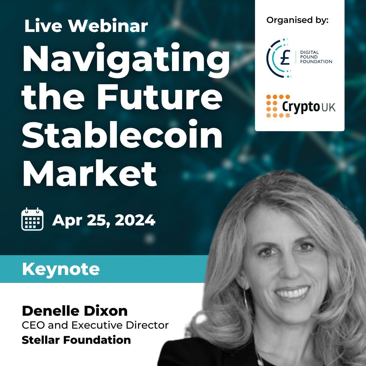 .@DenelleDixon from the #Stellar Development Foundation (@StellarOrg) will be providing the keynote at our upcoming webinar 'Navigating the Future #Stablecoin Market'. Be sure to register for this FREE #webinar today 👉 buff.ly/3VRhjqI ... #Fintech #Blockchain #Crypto