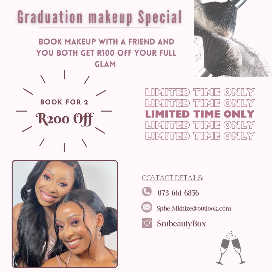 Grad season is Upon. I’m running a makeup. Book with a friend and get a discount. Contact 0736616856 for bookings 💄📞 #DurbanMakeupArtist