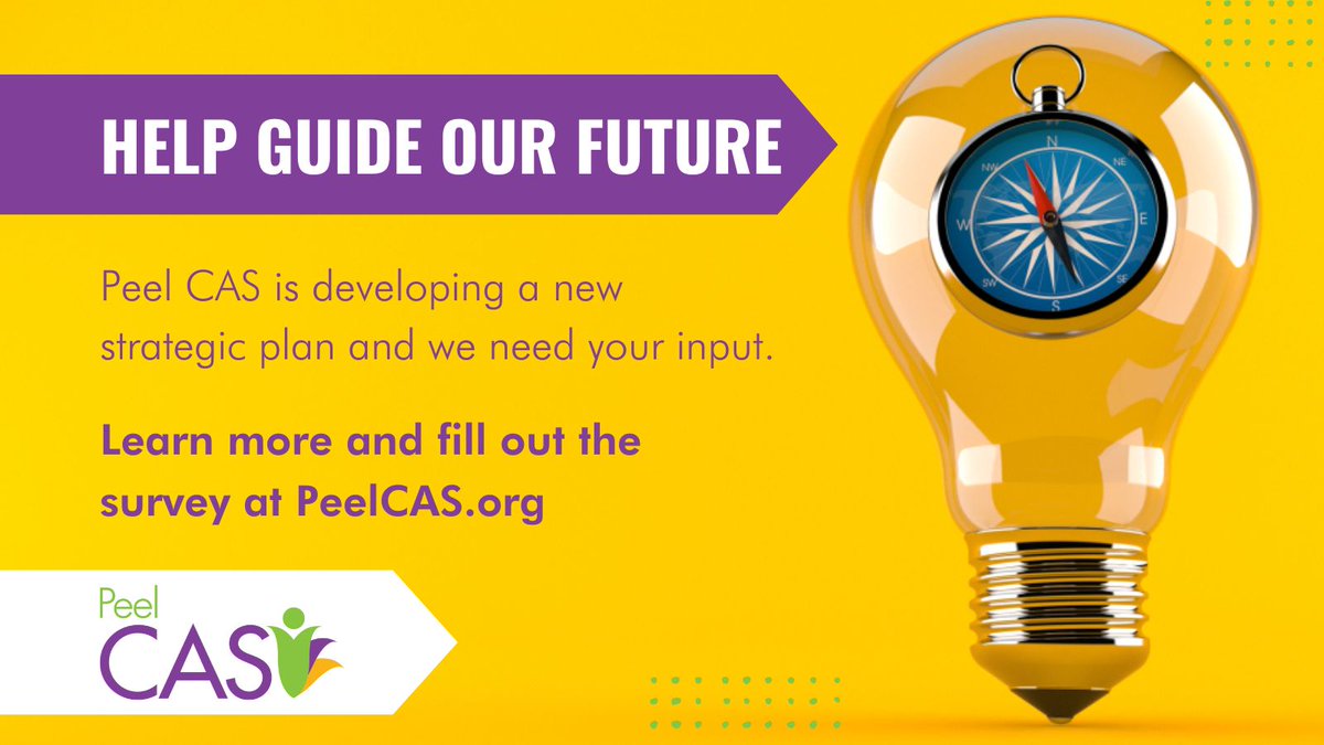 Help guide the future of Peel CAS! We are developing a new strategic plan for our agency and you are invited to participate in a short survey to share your insights about the challenges and opportunities we face. Tell us your thoughts! ➡️ ow.ly/g1US50Rfhf3