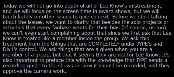 ‼️NOTICE/STATEMENT‼️

For six years the team in charge of Stray Kids, Division 1, has shown a lack of respect towards Lee Know that has no comparison and proved to be a hindrance to Lee Know's career.
We tried to avoid talking about it throughout the year, and only bring it to