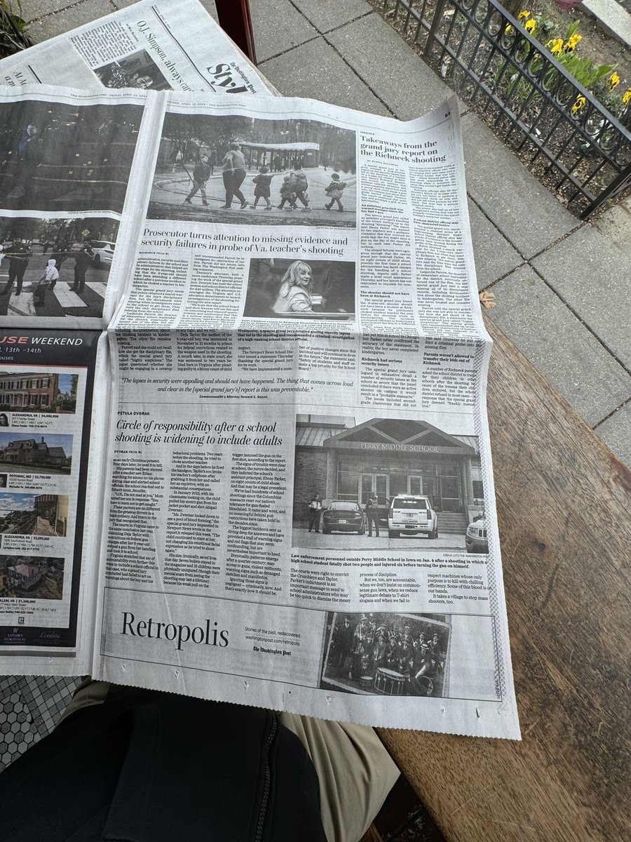 The first three pages of the Metro section of the @washingtonpost are about shootings, with one story about opium deaths. Oh and the weather too.