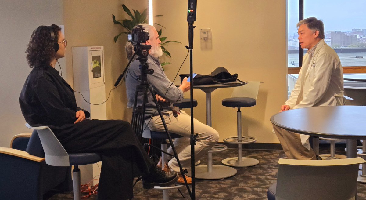 @HopkinsMedicine @JHUPath researcher Philip Wong (@PCWongLab) being interviewed for upcoming Ivanhoe Broadcast News story on efforts to develop a fluid biomarker to detect #ALS & #FTD before symptoms appear. @Katie_E_Irwin also interviewed. See bit.ly/48U0bU0 for more.