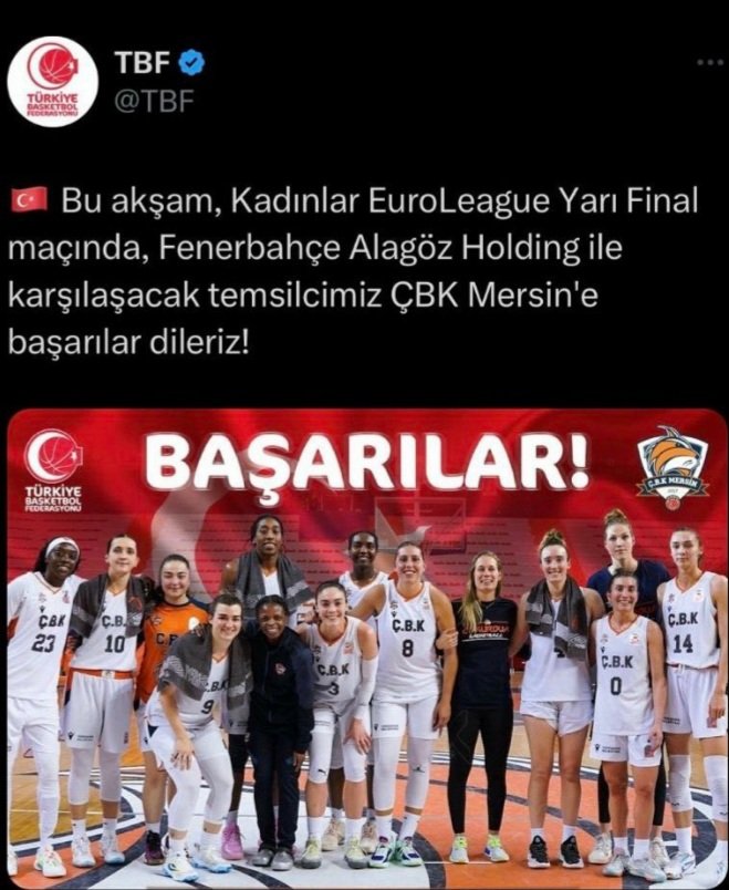 Fenerbahçemiz 89 Türkiye basketbol federasyonu 80 Finaldeyiz