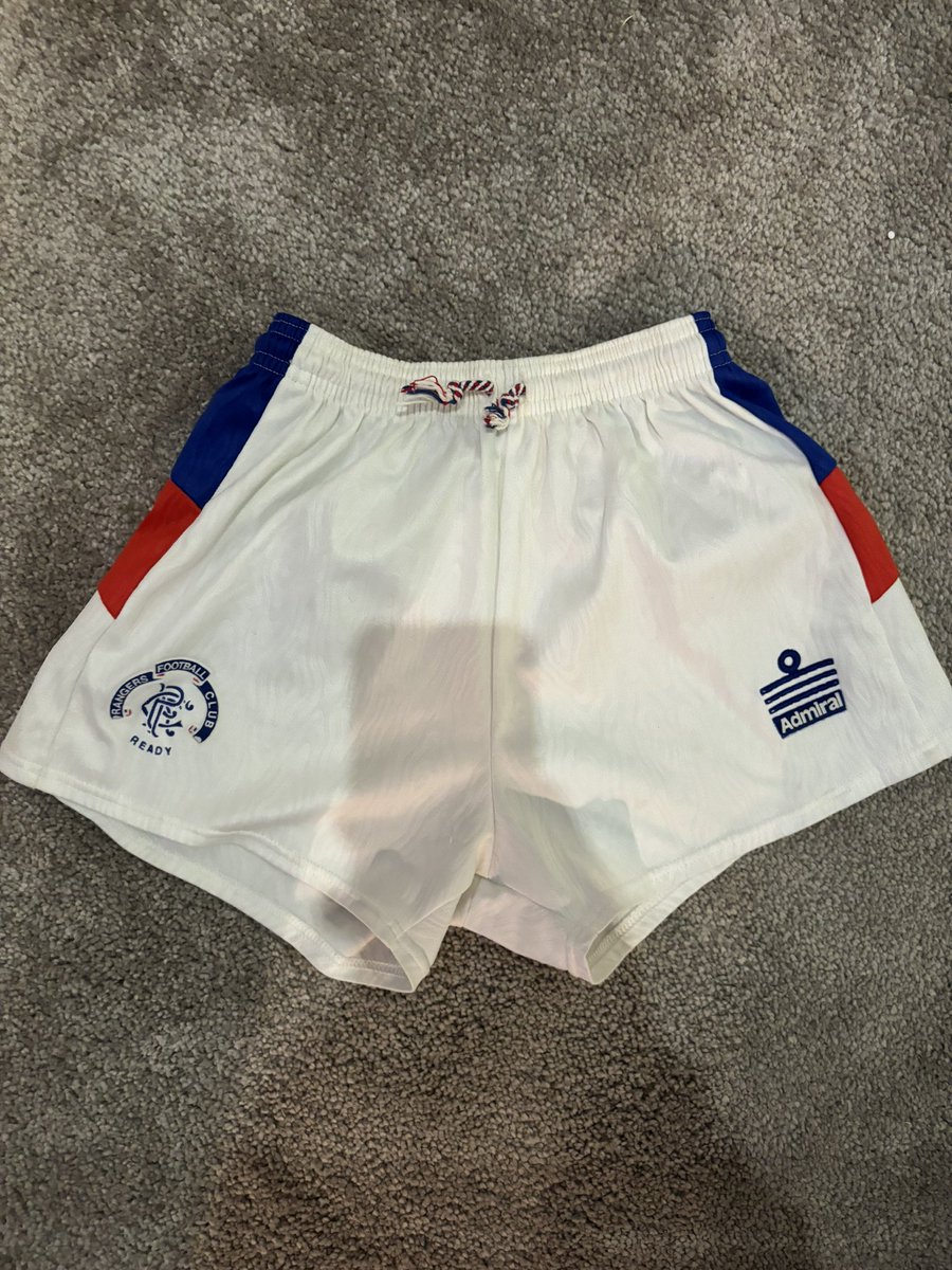 🔴⚪️🔵🔴⚪️🔵🔴⚪️🔵🔴⚪️🔵🔴 FOR SALE Rangers shorts for the summer! 🏝️☀️ DM if anyone interested Appreciate all retweets thank you 🫡 1995 - kids waist 28 1990 - kids waist 26 #rangers #RangersFC
