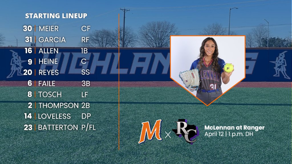 Here's today's Starting Lineup for the #1 Highlanders at Ranger! #GoLanders #ContinuingTheLegacy