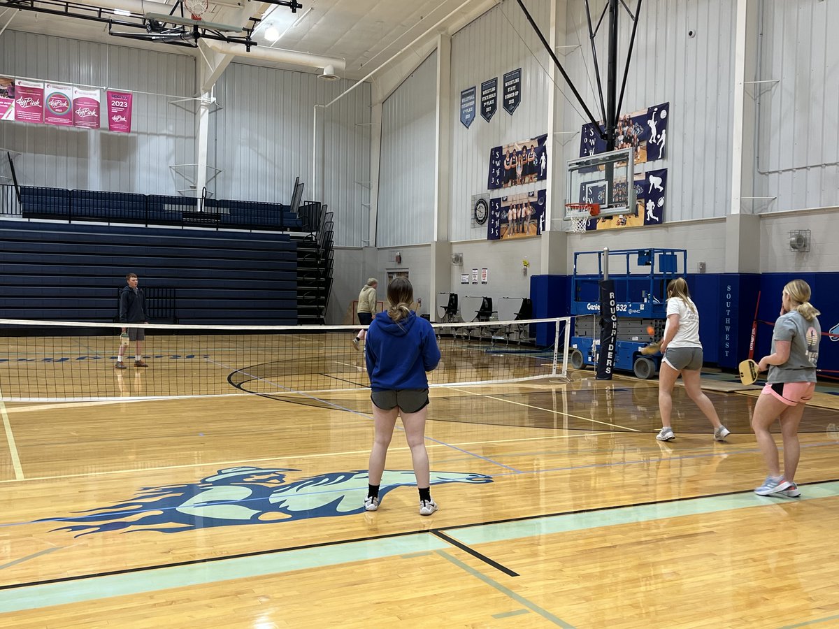 Friendly pickleball competition in Health class.