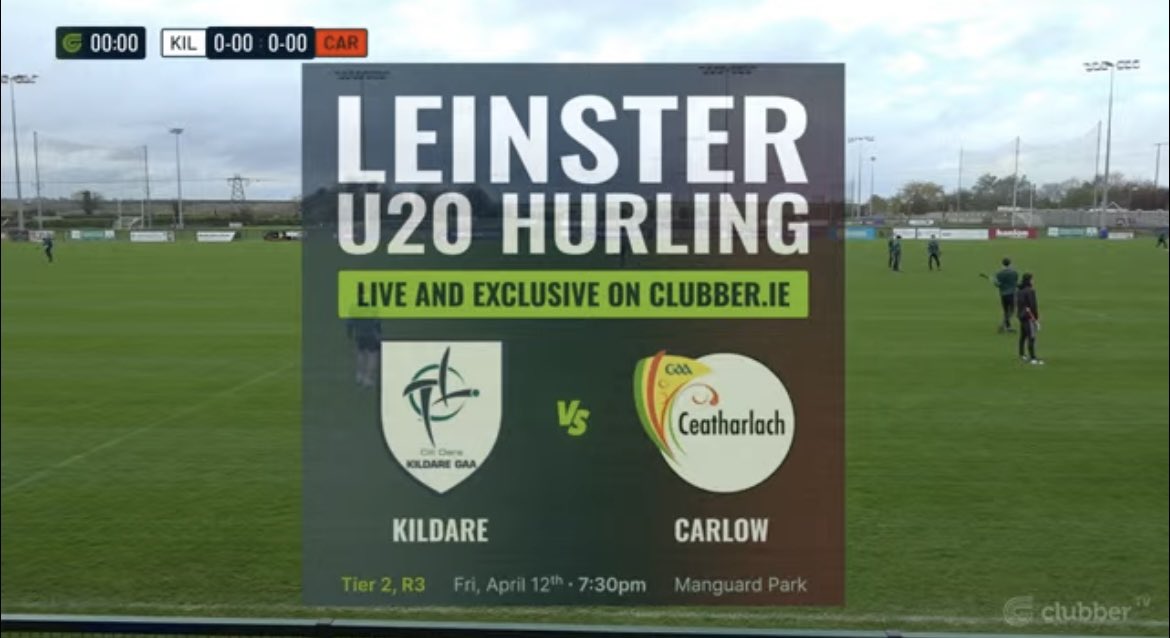 We are LIVE from Manguard Park for the @gaaleinster U20 Hurling Championship 🏆 @KildareGAA 🆚 @Carlow_GAA Throw in is at 7:30pm 🕒 Watch it NOW on ➡️ clubber.ie 🔗