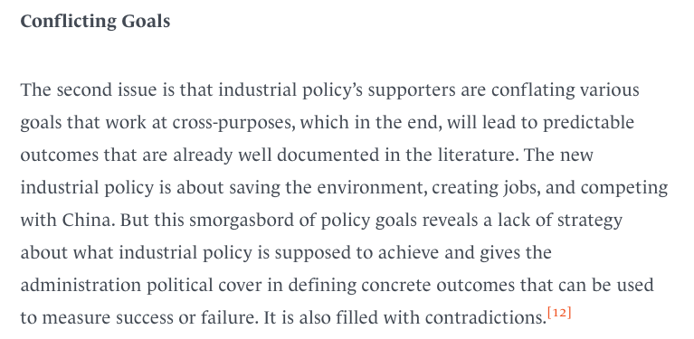 'So is modern industrial strategy, as some in the United States like to call it, really about jobs, competing with China, or just manufacturing more things in the country? It’s difficult to tell. And, if the outcome by which this new set of policies should be measured is hard to…