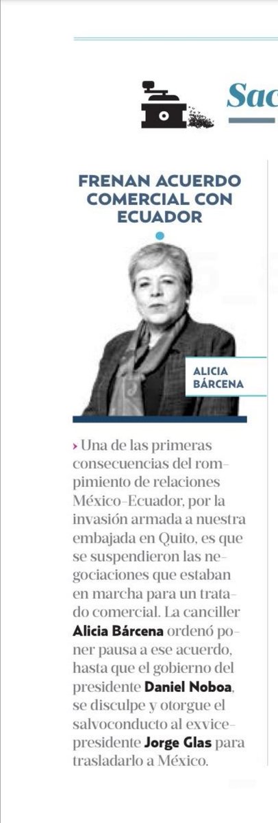 .@LassoGuillermo, ex presidente de #Ecuador, había trabajado en un tratado de libre comercio con #México, con la intención de ingresar a la @A_delPacifico; todo lo hecho a perder @DanielNoboaOk afectando la economía ecuatoriana. #Latinoamérica Sacapuntas, @heraldodemexico;