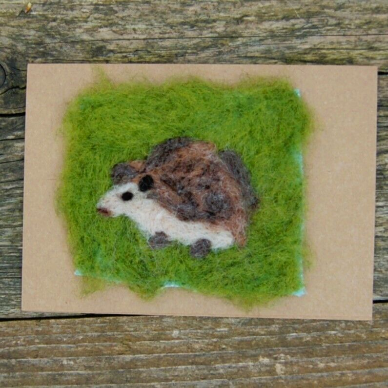 Handmade Needle Felt Blank Greetings Card or Picture To Frame - Hedgehog ebay.co.uk/itm/1863897960… #eBay via @eBay_UK