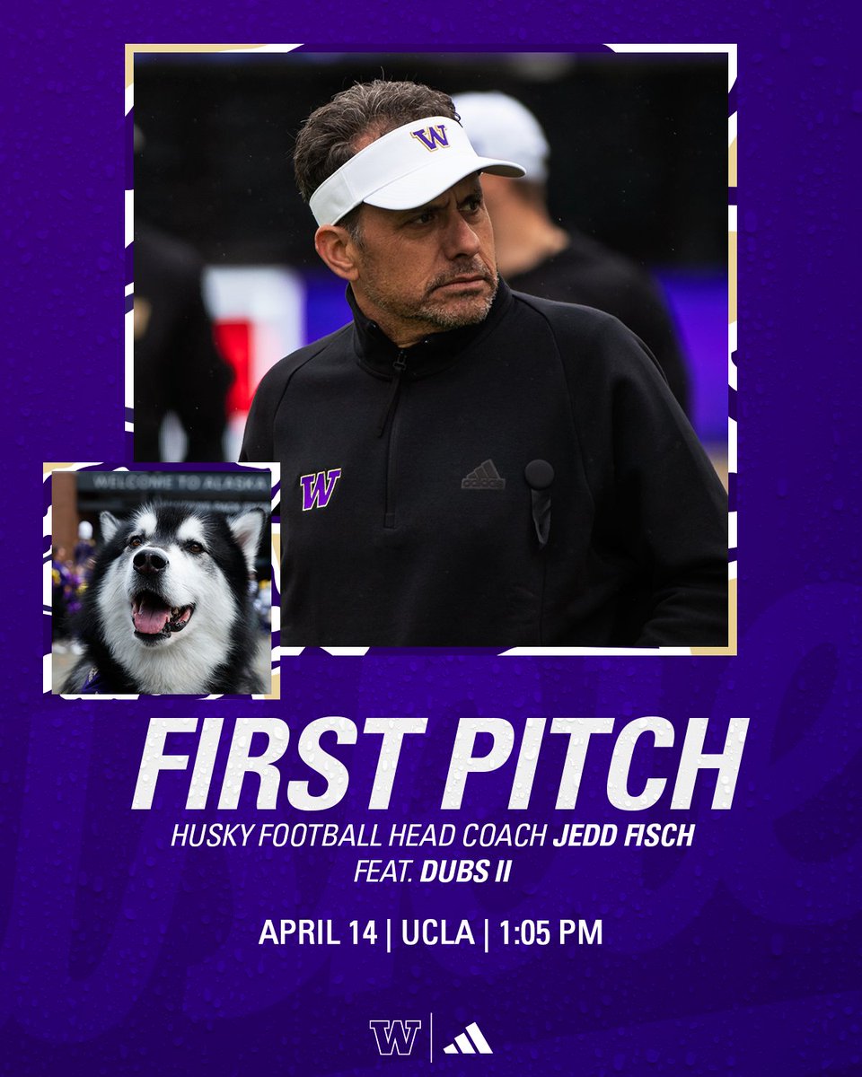 Goin Fischin' 🎣 Pumped to have @UW_Football head ball coach @CoachJeddFisch toe the rubber on Sunday! And life's always better when @DubsUW is in the house!