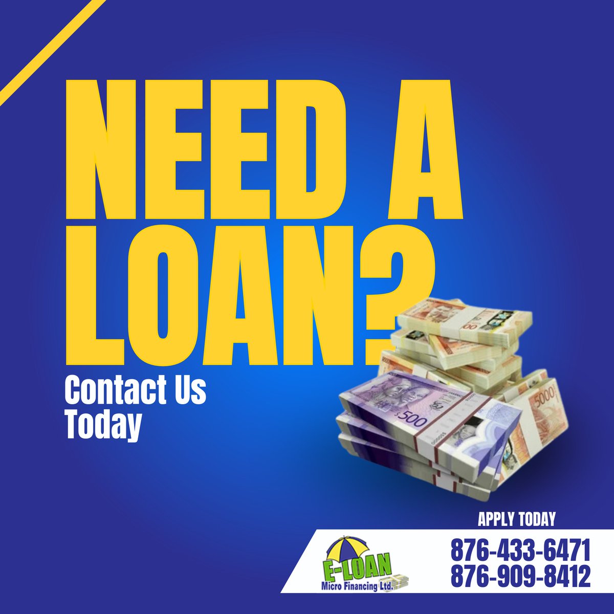Looking for a loan? Look no further than E-Loan! Our streamlined application process allows you to apply from the comfort of your own home.

#ApplyFromHome
#EloanMFLimited #MobileLoan #Eloan876 #BestloanCompanyJamaica #BestLoancompanyMontegoBay #BestLoanCompany #LoanCompanyNearMe