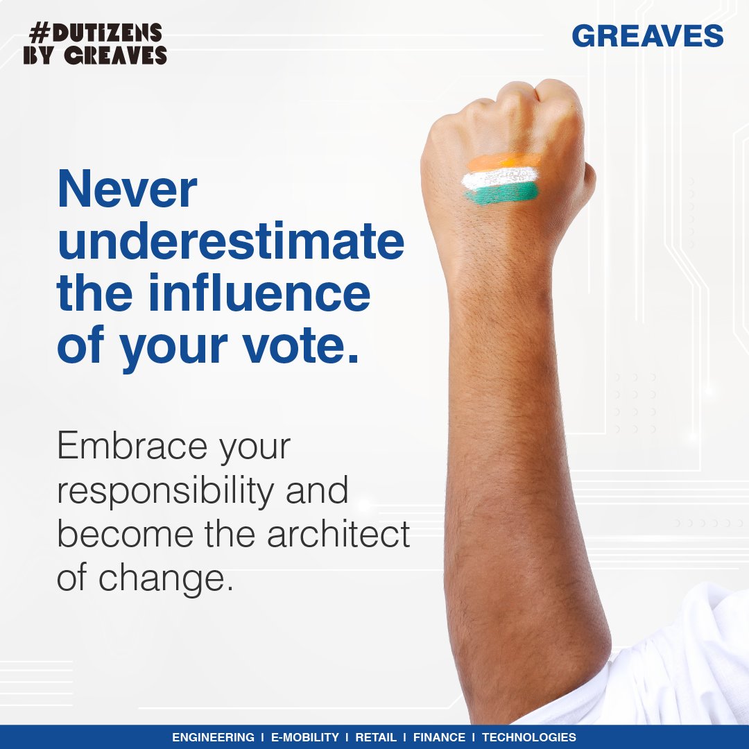 Every vote counts! Phase 1 voting begins on April 19th, 7 am. Exercise your right and duty. Check polling booth details & more at eci.gov.in or call 1905. #VoteForChange #GreavesCotton #GeneralElections2024 #VotingAwarenessCampaign #DutizensByGreaves