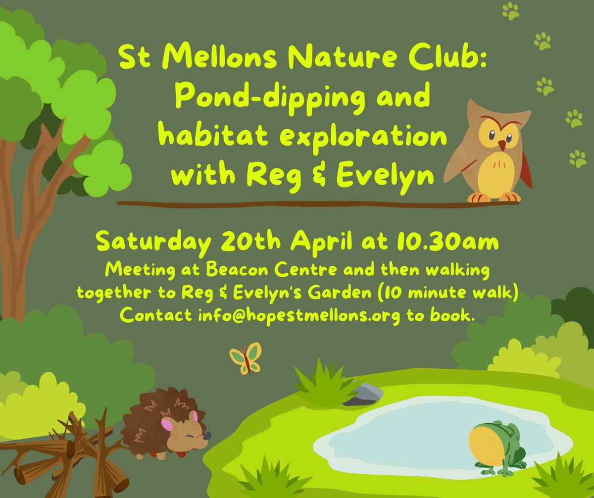 Looking forward to #StMellons Nature Club next week. This time we'll be pond-dipping and learning about habitat creation with Reg and Evelyn. If you'd like to join us, get in touch! #NatureLovers #Conservation #Wildlife #Biodiversity #PermacultureGarden