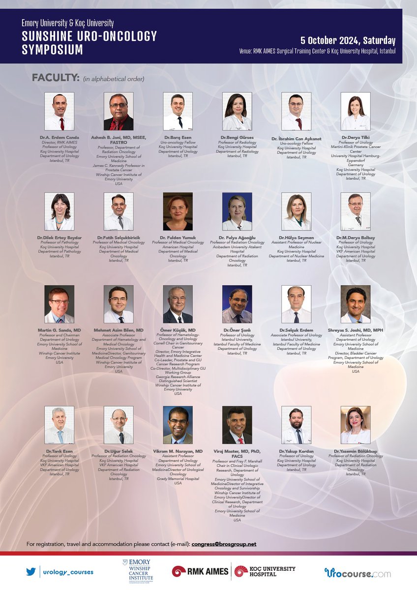 We look forward to host this wonderful #Urooncology symposium at our training & conference center @RMKAIMES in Istanbul!

Thanks to all faculty for academic support!

Registration: free

Date: 5 October 2024, Saturday 

To book a seat & for more info please email: info@aimes.org…