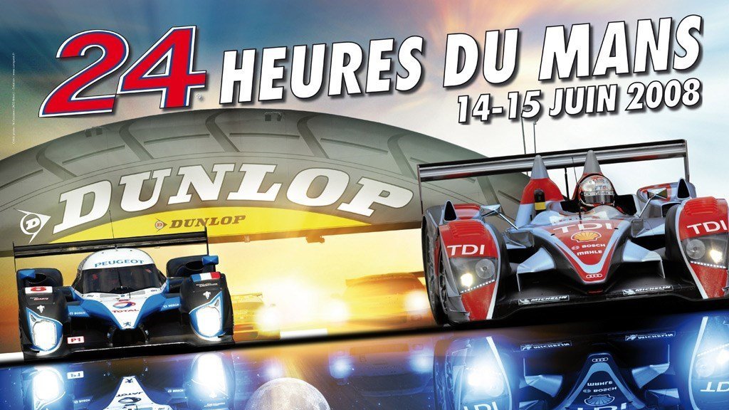 #LeMans24 2008 official poster, Audi vs. Peugeot  😎

Just two manufacturers, but it was a breathtaking battle for the win with two different machines.