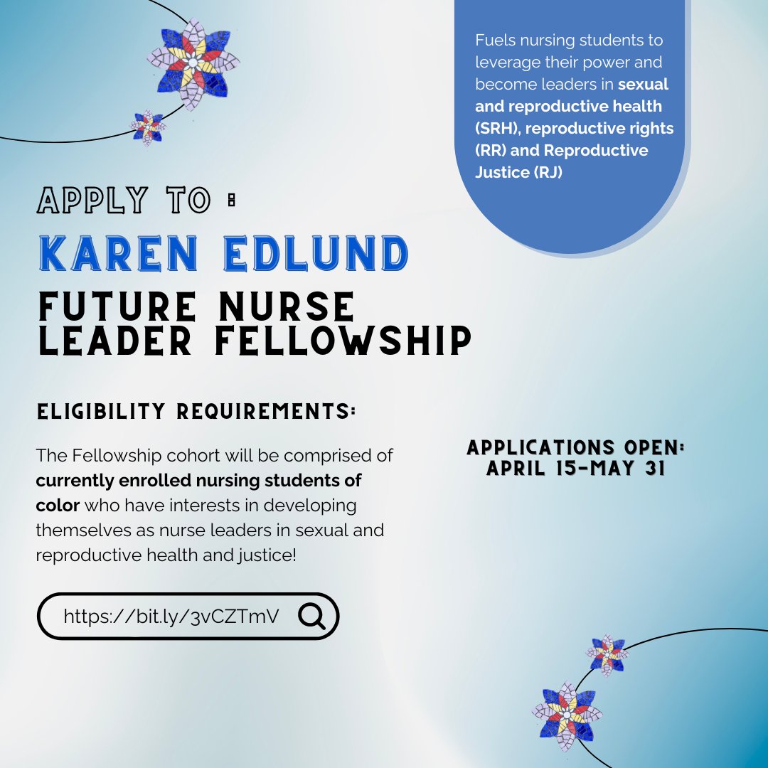 NursesforSRH's tweet photo. The KE Future Nurse Leader Fellowship Application opens on APRIL 15th! ✨

Are you a nursing student ready to further your commitment and passion for sexual and reproductive health, reproductive rights, and reproductive justice? This is your call to action! https://t.co/iHAXXI9yLs