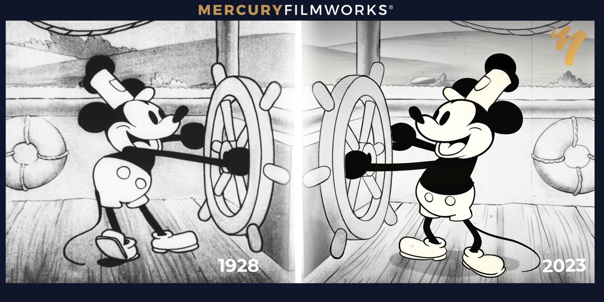 Happy Flashback Friday! Steamboat Willie one of the most iconic cartoons of all times. Before it became part of the public domain, Mercury Filmworks was officially the last animation studio to animate it in 2023. #fbf #flashbackfriday #facts #steamboatwillie #mercuryfilmworks