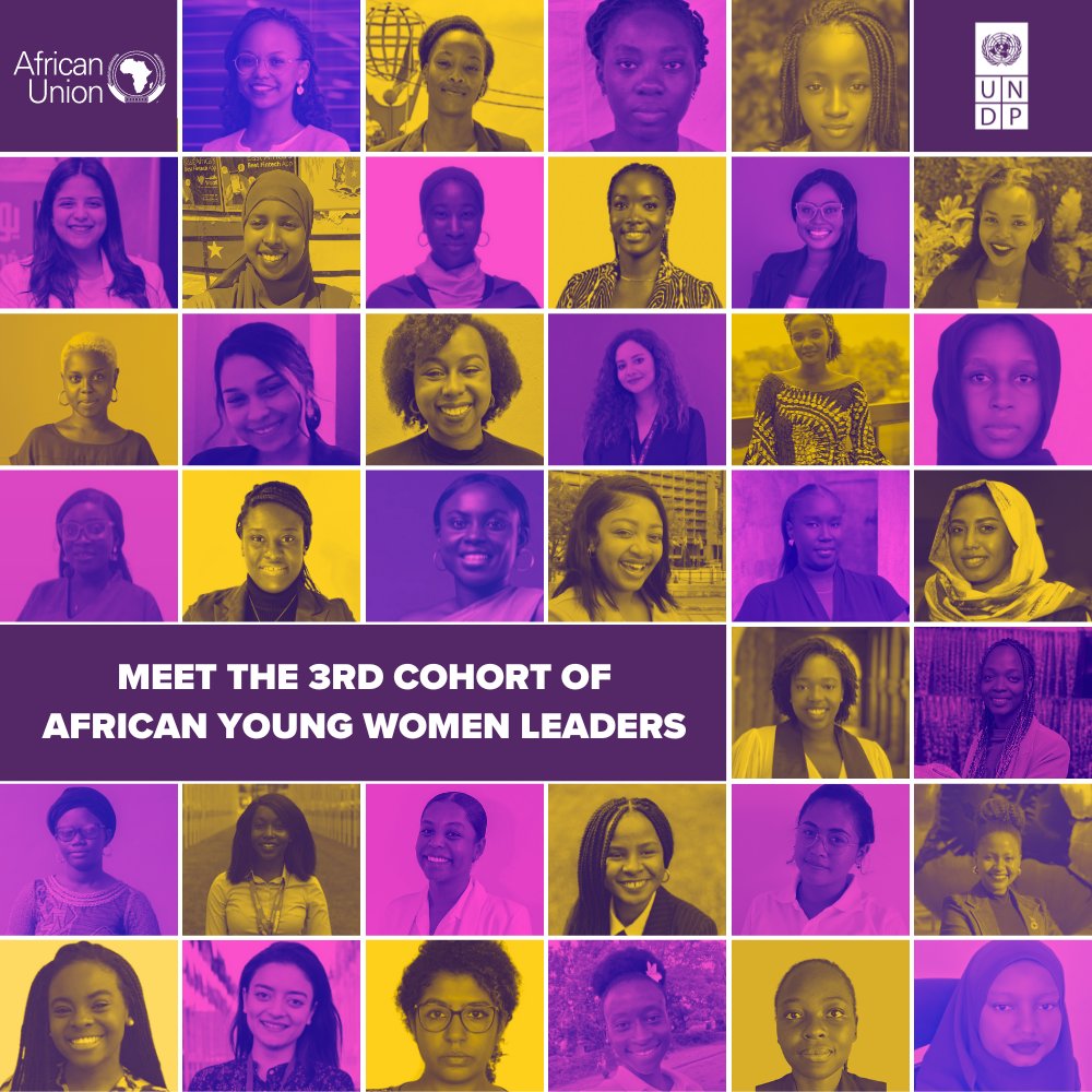 The @_AfricanUnion & @UNDP welcome the 3rd cohort of African Young Women Leaders #AfYWL 36 dynamic young women from 24 countries, ready to make a mark in 25 UNDP offices globally. They are immersed in sustainable finance, climate action, gender, peace & security #AfricanWomenLead