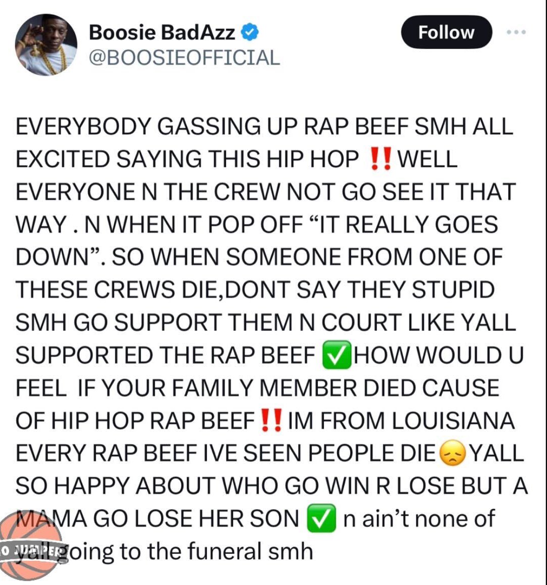 Boosie goes off on people who are gassing up rap beef. 👀