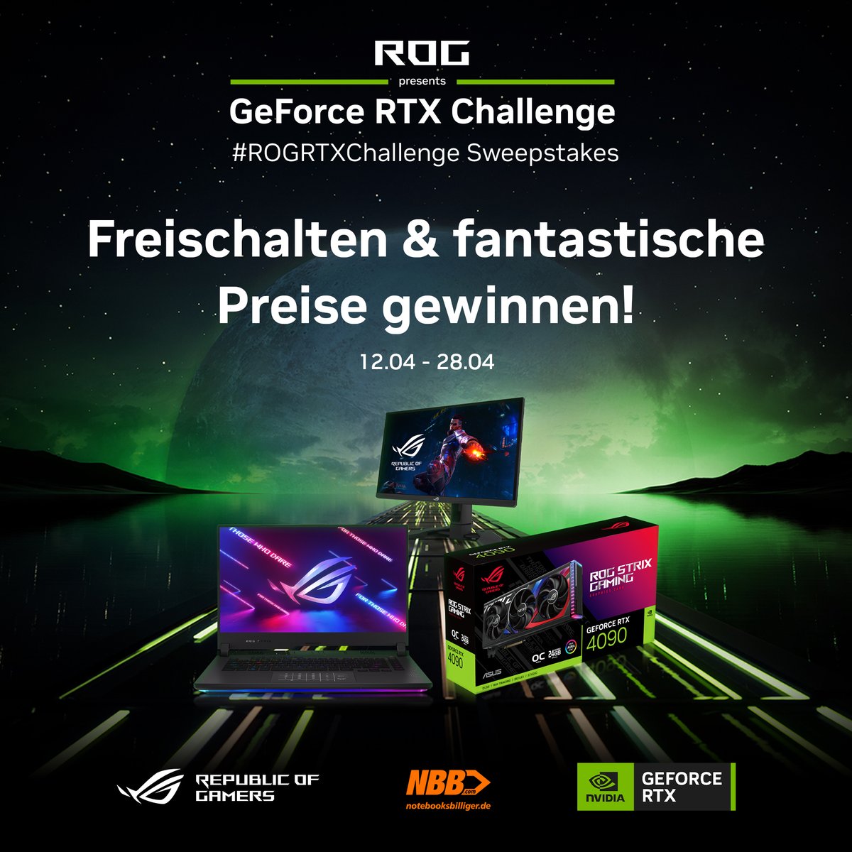 Zur #ROGRTXChallenge starten wir ein Gewinnspiel, bei dem IHR bestimmt, welche Preise es gibt! Je mehr ihr kommentiert und teilt, desto besser werden die Preise. 🚀 Kommentiert unten mit #ROGRTXChallenge und sagt uns, warum du oder ein Kumpel es verdient haben zu gewinnen!