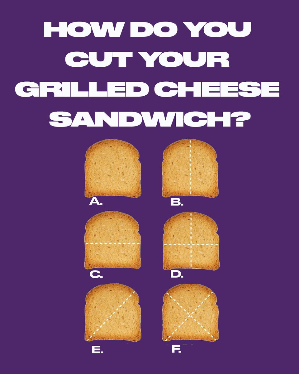 In honour of National Grilled Cheese Day, which way do YOU cut your grilled cheese sandwich?! #NationalGrilledCheeseDay