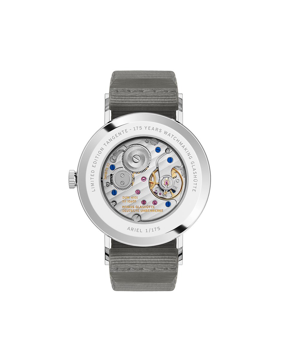 #Tangente date #Ariel reminds you of far-away places, the wide open sky, and the vastness of space. But also of cool spring days, when the sky shimmers gently through the skylight. nomos-glashuette.com/watches/new-re… #WatchesAndWonders2024
