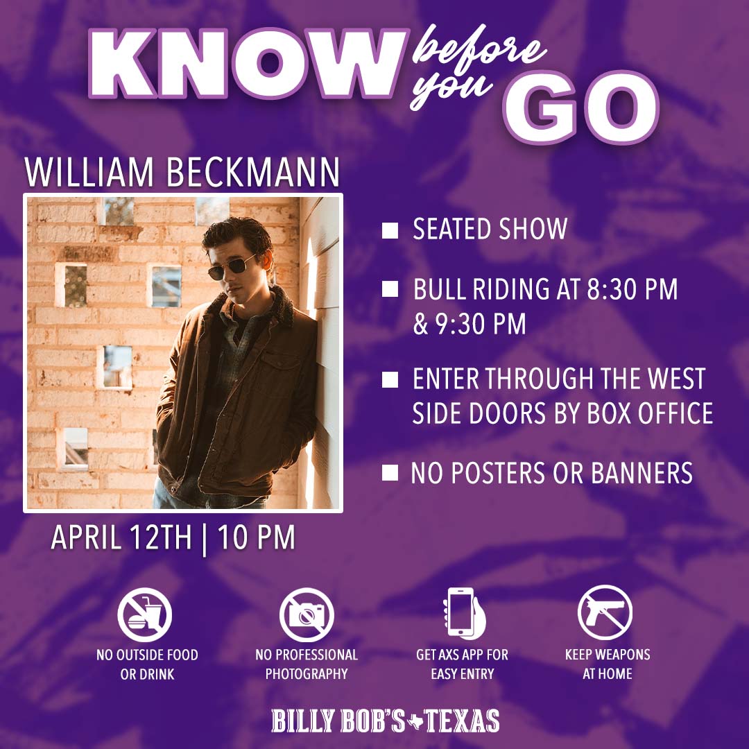 COMING TO THE SHOW? KNOW BEFORE YOU GO!⁠ ⁠ Doors- 6 PM⁠ Southern Chrome on the Honky Tonk Stage - 8 PM⁠ @TheWillBeckmann on the Main Stage - 10 PM⁠ ⁠ 🎟: bit.ly/WilliamBeckman…