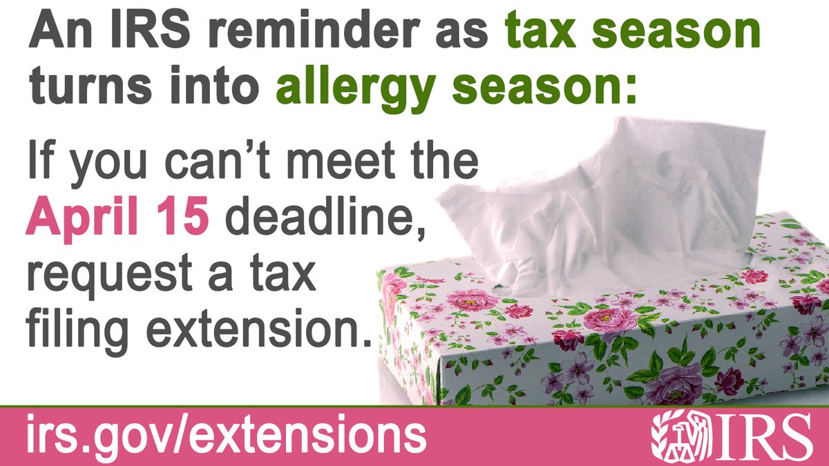 The tax filing season deadline is quickly approaching. An easy way to file an extension is through the #IRS Free File program. All filers can use this program if they need more time to file. ow.ly/yNuw50QYWRC