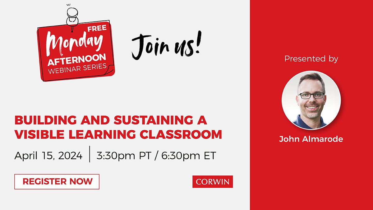 Overwhelmed by the #VisibleLearning database? With more than 350 influences, deciphering the fundamental concepts can be daunting. Join @jtalmarode on April 15th to transform the research into actionable insights. Register now: ow.ly/qTbR50R8nAS
