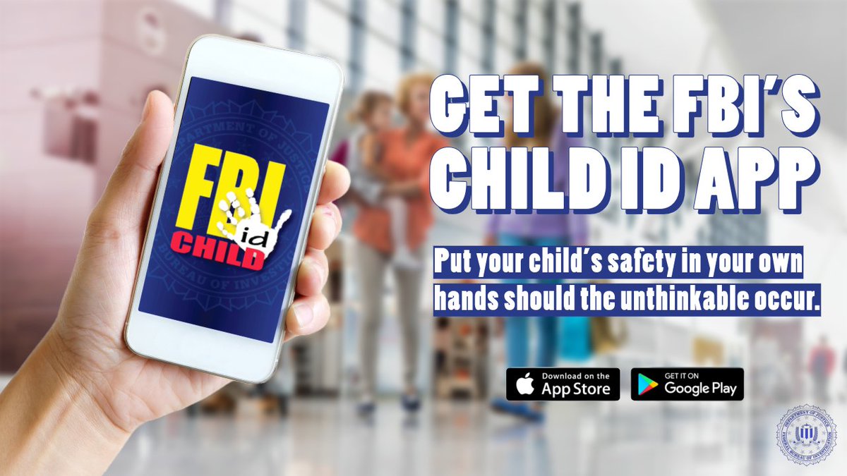 Summer vacation will be here before you know it. For added security, put your child's safety in the palm of your hands. Store your child's picture & vital information in the #FBI's Child ID password-protected app, should the unthinkable occur. fbi.gov/news/apps/chil…