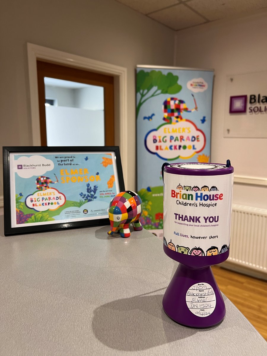 The art trail featuring 30 Elmer Elephants kicks off tomorrow. We have sponsored the beautiful ‘Shell-mer’ Elephant in Cedar Square. Anyone who visits our sculpture will be able to enter a free prize draw to win £300 or a set of AirPods.
blackhurstbudd.co.uk/elmer 
#elmerblackpool