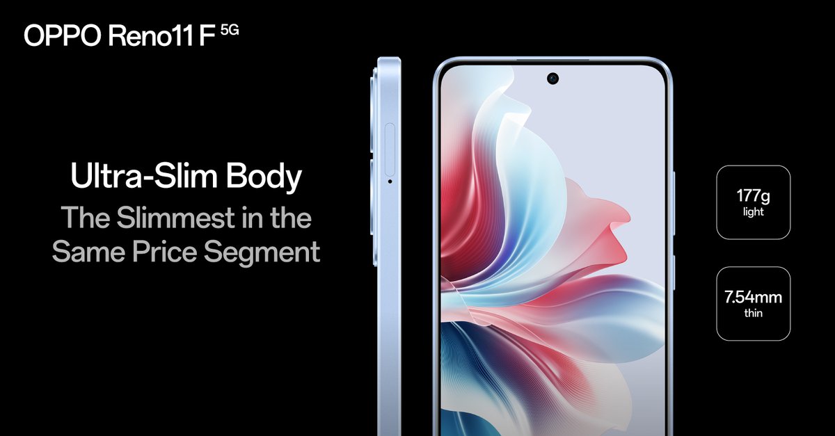 ✨ Sleekness redefined! Meet the OPPO Reno11 F 5G - the slimmest marvel in its price league!
#OPPOReno11F5G