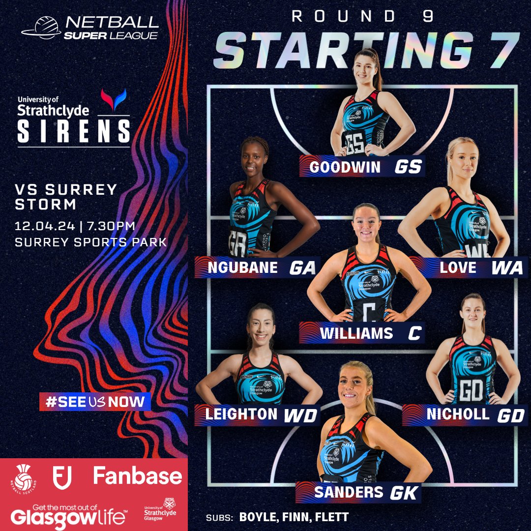Our starting 7 is locked in 🔒 30 minutes to go until the first centre pass here in Surrey! Let's go Sirens🚨🚨🚨 Make sure you are following our social channels for match updates🙌 #SirensTribe #NewWave #NSL2024