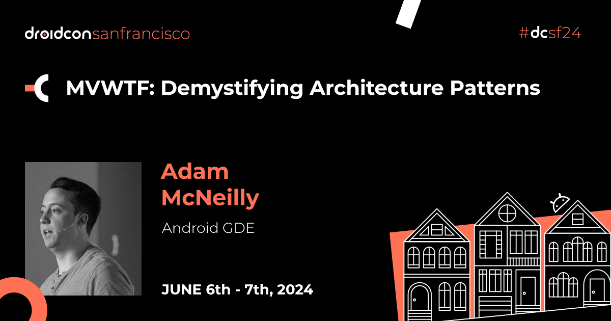 📣 Our first #dcwsf24 speaker announcement is here! 📣 @AdamMc331 will discuss the nuances of #MVC, #MVP, #MVVM, #MVI, why some #AndroidDevs prefer one over the other, how to use them to maintain a robust & extensible #codebase, & more. sf.droidcon.com/adam-mcneilly/