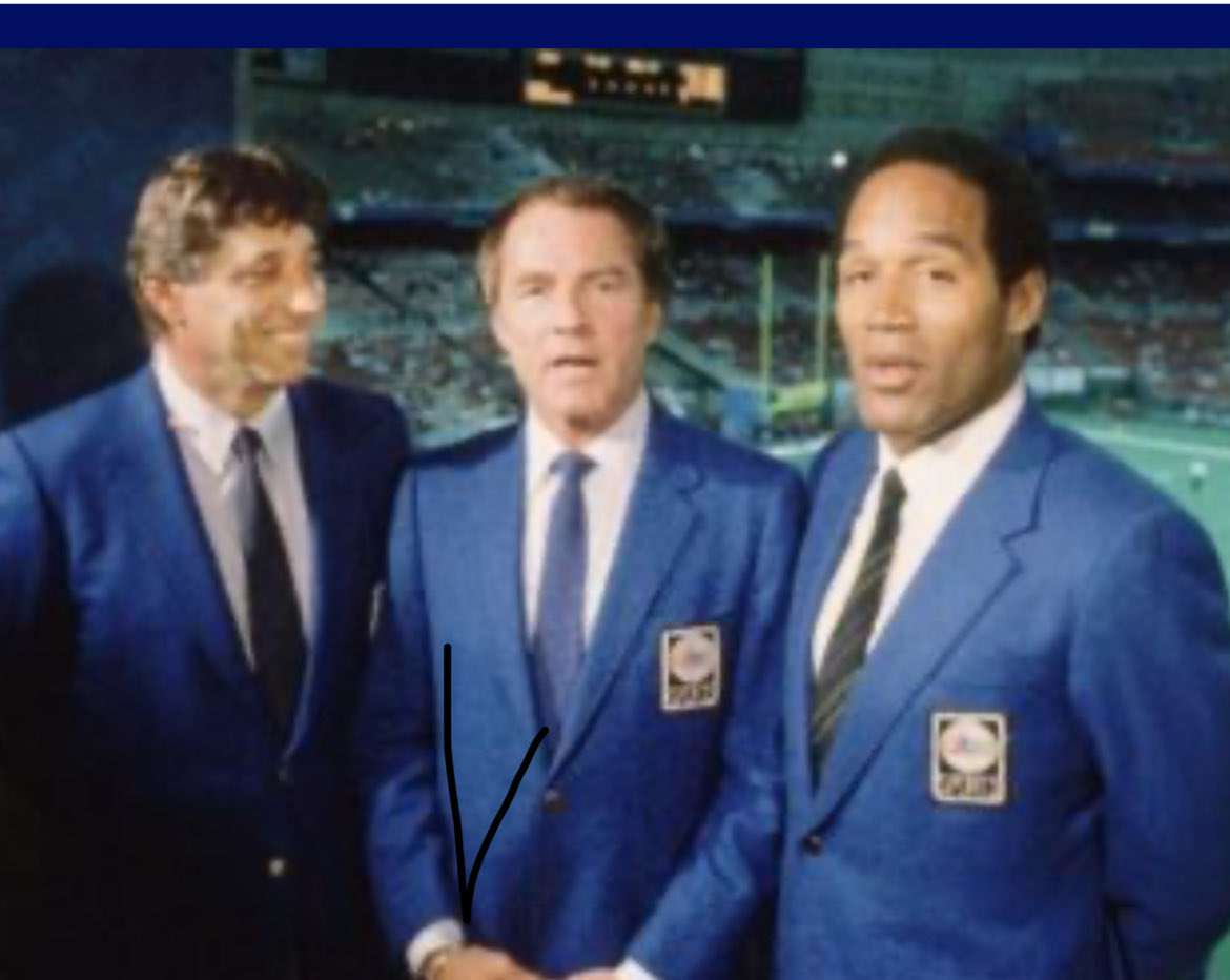 Am I the only who completely forgot about this? Namath, Gifford and #OJ in the broadcast booth wow.