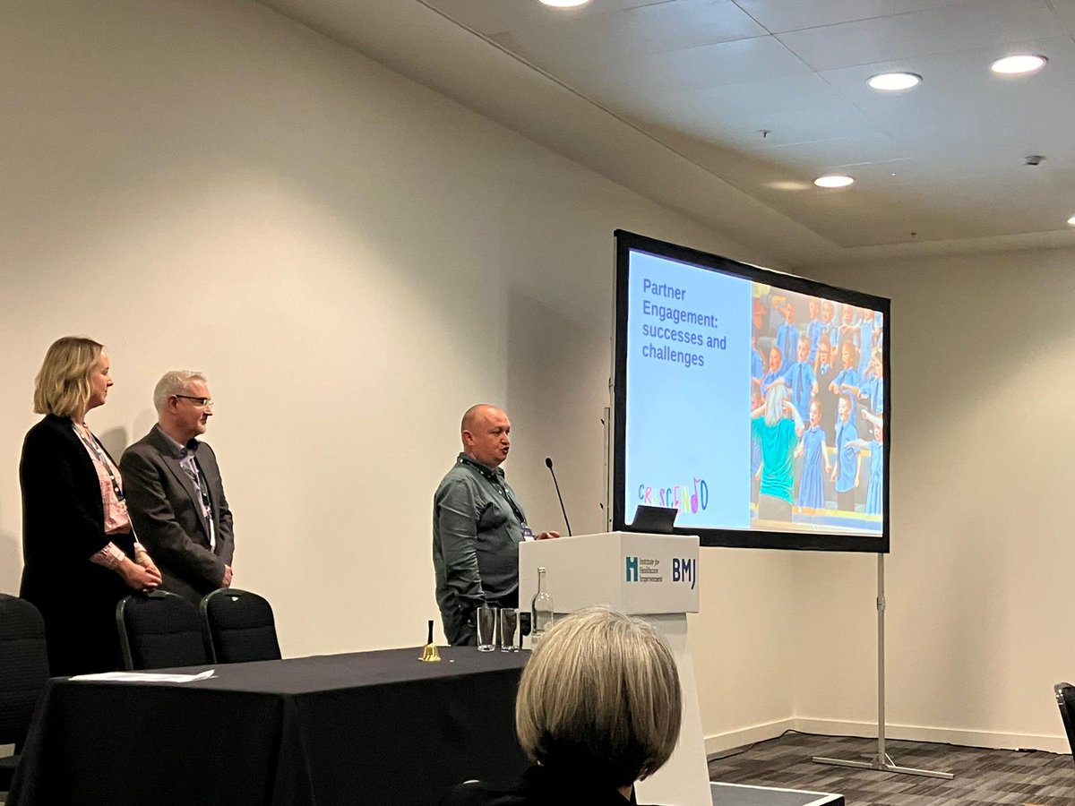 Fab day presenting #Crescendo with JP from @CNPartnership Zoe from @UlsterOrchestra at @TheIHI + @bmj_company @QualityForum London, with 3 other community/school-led projects improving health and wellbeing outcomes of children young people and families @ZonesQUB @ShankillZone