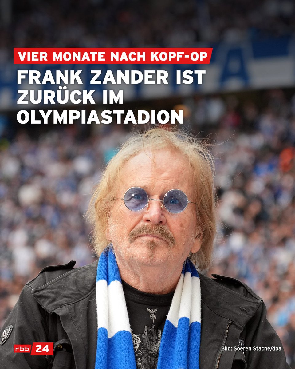 Er ist wieder da: #FrankZander ist rund vier Monate nach seiner Kopf-Operation zu seiner #Hertha ins #Olympiastadion zurückgekehrt. 'Ich freue mich nach so langer Zeit wirklich sehr auf das Heimspiel, die Atmosphäre, frisches Bier und die Fans“, sagte er.