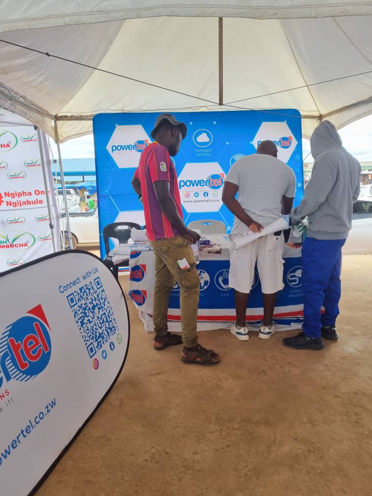 'An incredible day at the Digitalize Zimbabwe Expo, Domboshava! 🚀 The Powertel Team had the privilege of showcasing our innovative solutions alongside the Minister of ICT, Postal and Courier Services, Hon. Dr. Tatenda Mavetera. 🌐📲✨