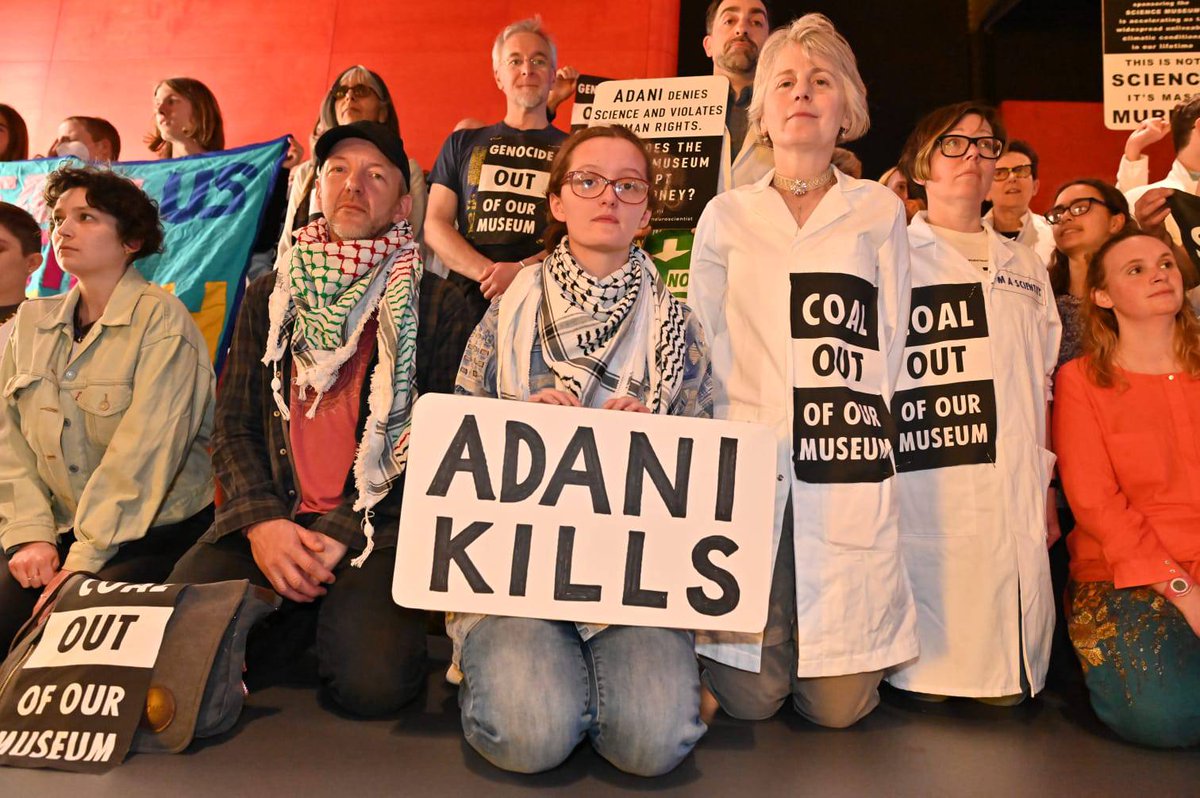 By working with these companies, the museum is actively supporting Adani to #greenwash its image & mislead the public into thinking they are central to the energy transition.

Join us Sat 2pm for an assembly on alternatives to fossil fuel sponsorship!
#StopAdani #EndFossilFuels