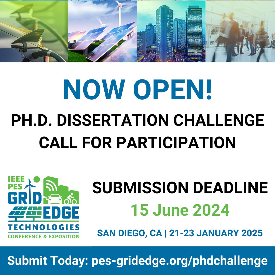 Current Ph.D. students and recent graduates are invited to participate in the 2025 Ph.D. Dissertation Challenge! Qualifications and submission requirements are available at pes-gridedge.org/phdchallenge. #PhD #gridedge @ieee_pes