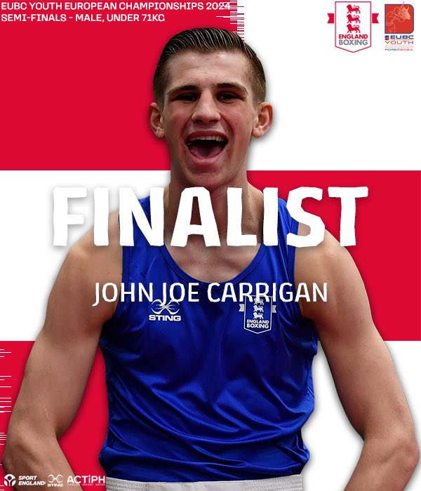 Huge performance 👏 Male, Under 71kg - John Joe Carrigan (England) beat Tadhg O’Donnell (Ireland) by a unanimous decision. #EnglandPerformance | #YouthEuros24