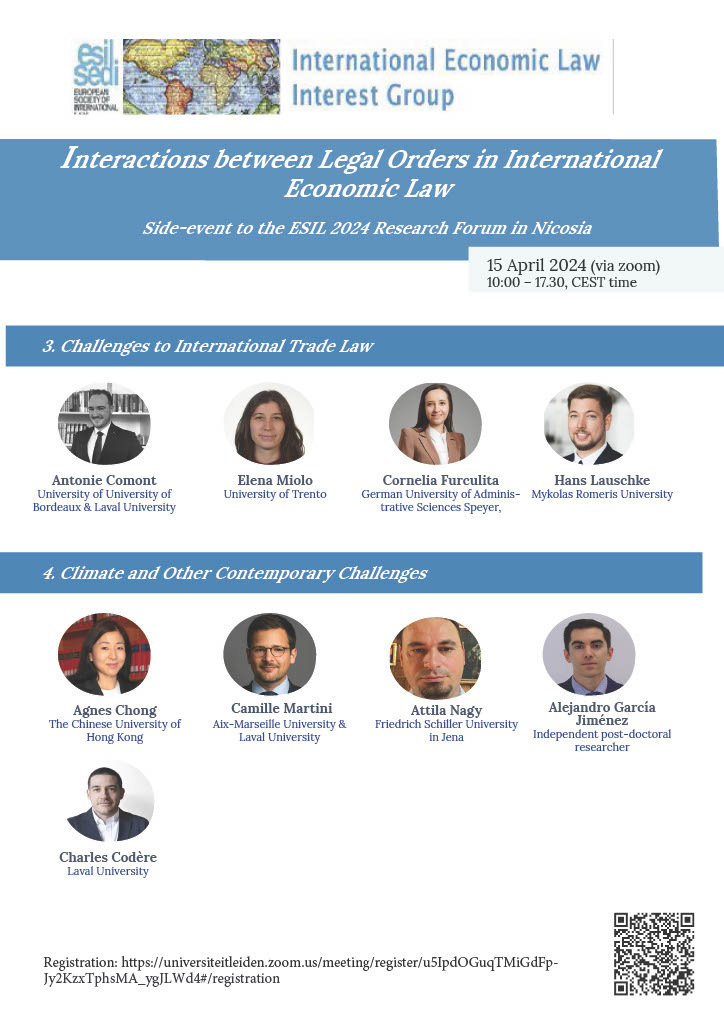 🌐 Join the @esil_sedi Interest Group on Intl. Economic Law online workshop! With emerging scholars. 📚 📅 Date: 15 April 2024 🕙 Time: 10:00 - 17:30 CEST 📍 Online event esil-sedi.eu/programme-ig-o… side event 2024 ESIL R Forum @Law_UCY